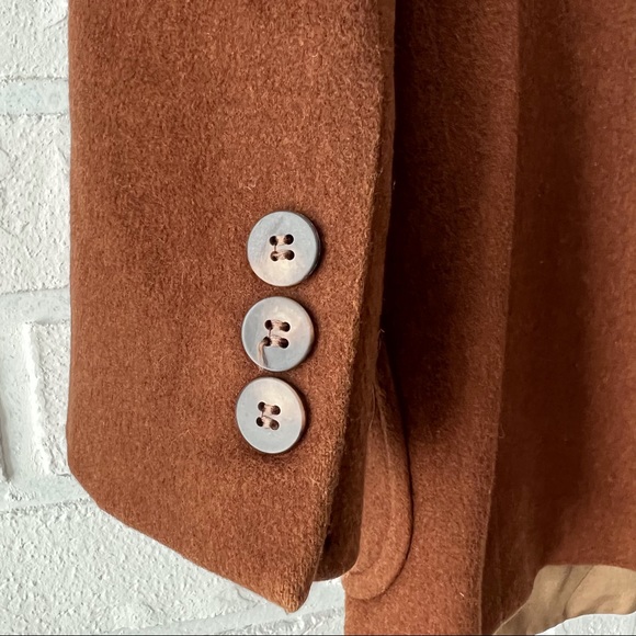 Vintage wool silk oversize warm brown blazer jacket coat - Picture 9 of 13